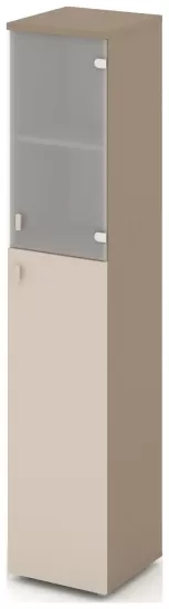 Шкаф высокий узкий правый (1 средний фасад ЛДСП + 1 низкий фасад стекло)