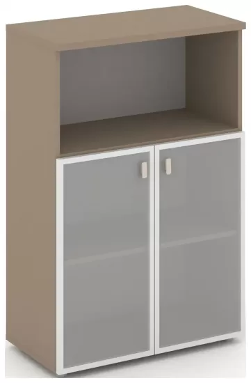 Шкаф средний широкий (2 низких фасада стекло в раме)